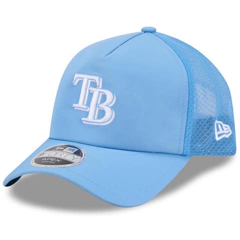 Men's New Era Light Blue Tampa Bay Rays 2026 Batting Practice Apex 9FORTY Adjustable Trucker Hat