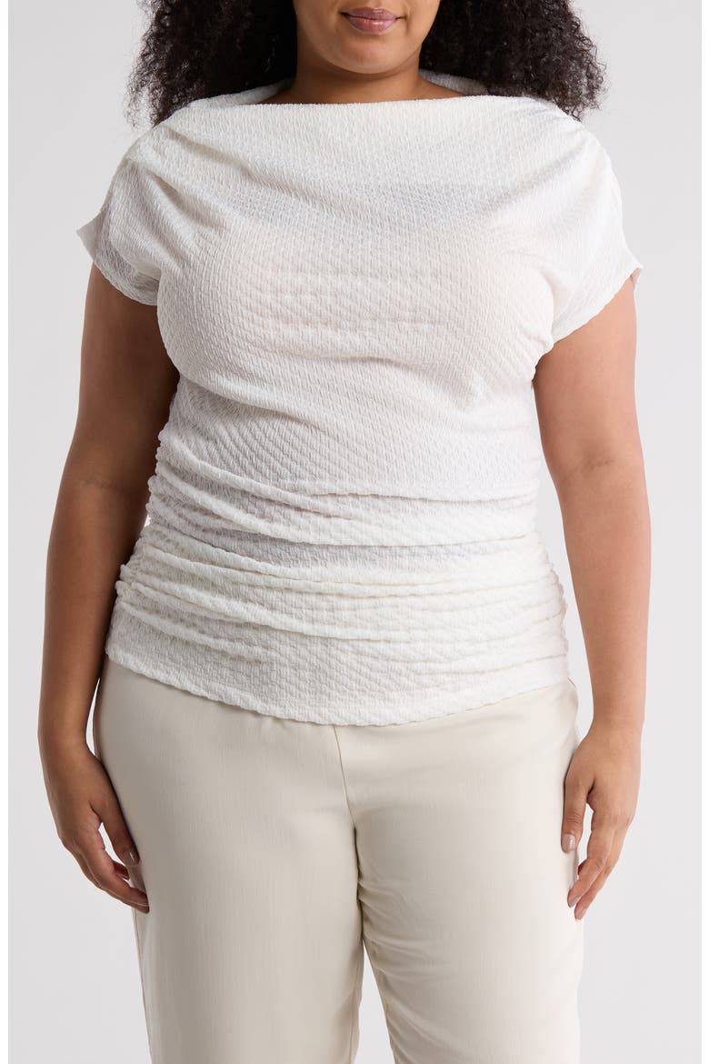 Asymmetric Ruched Top, Main, color, WHITE