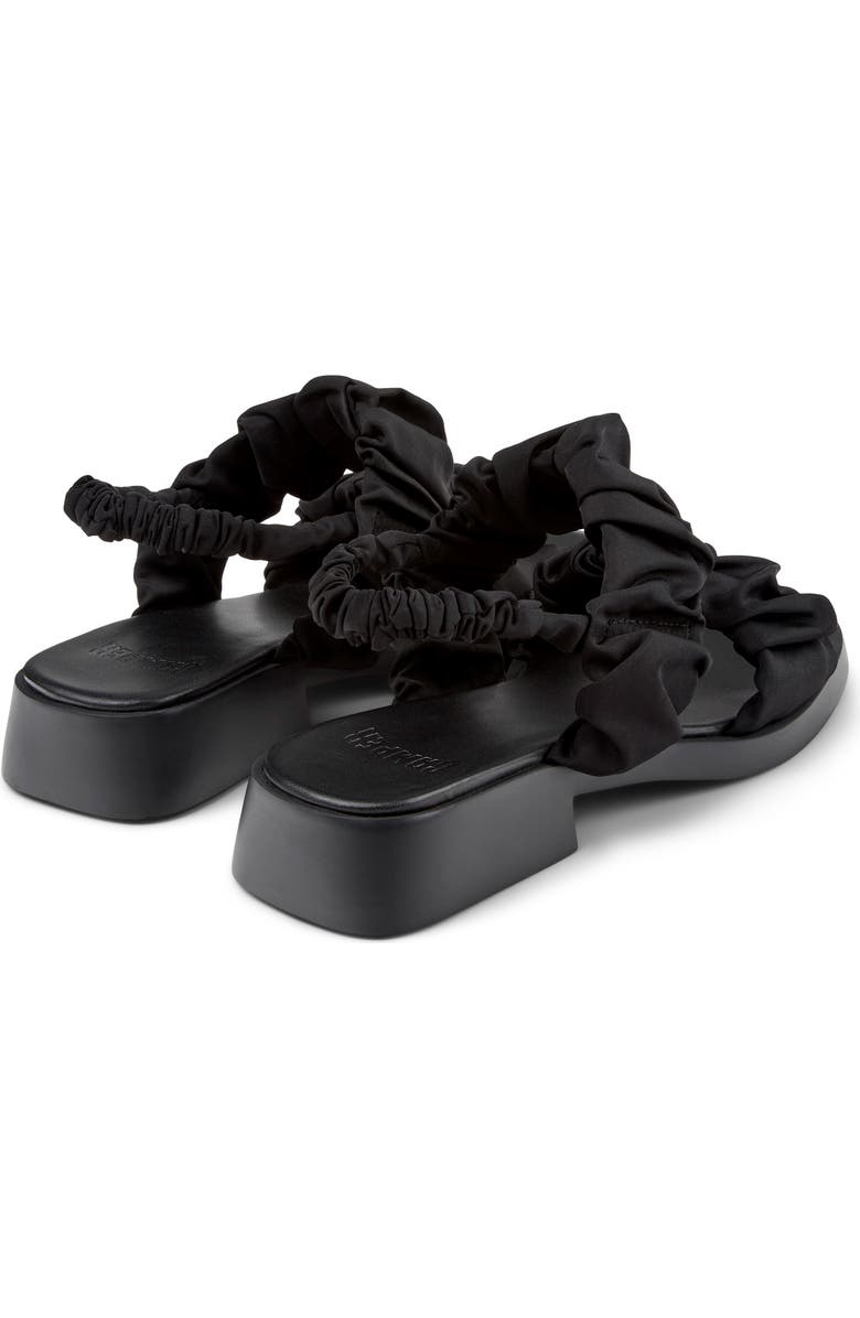 Camper Dana Ruched Slingback Sandal, Alternate, color, Black