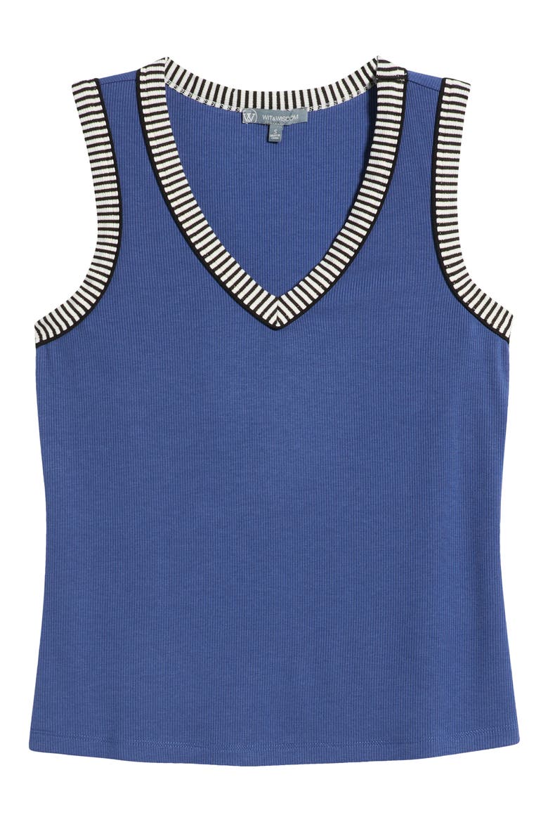 Contrast Binding Rib Tank, Alternate, color, BLUE MARINA/ BLACK