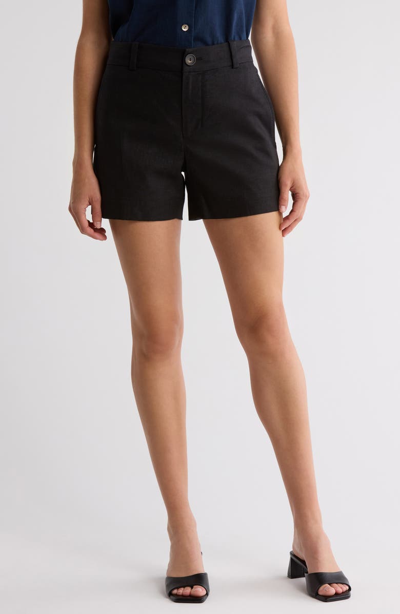 Vince Casual Linen Blend Shorts, Main, color, Soft Black