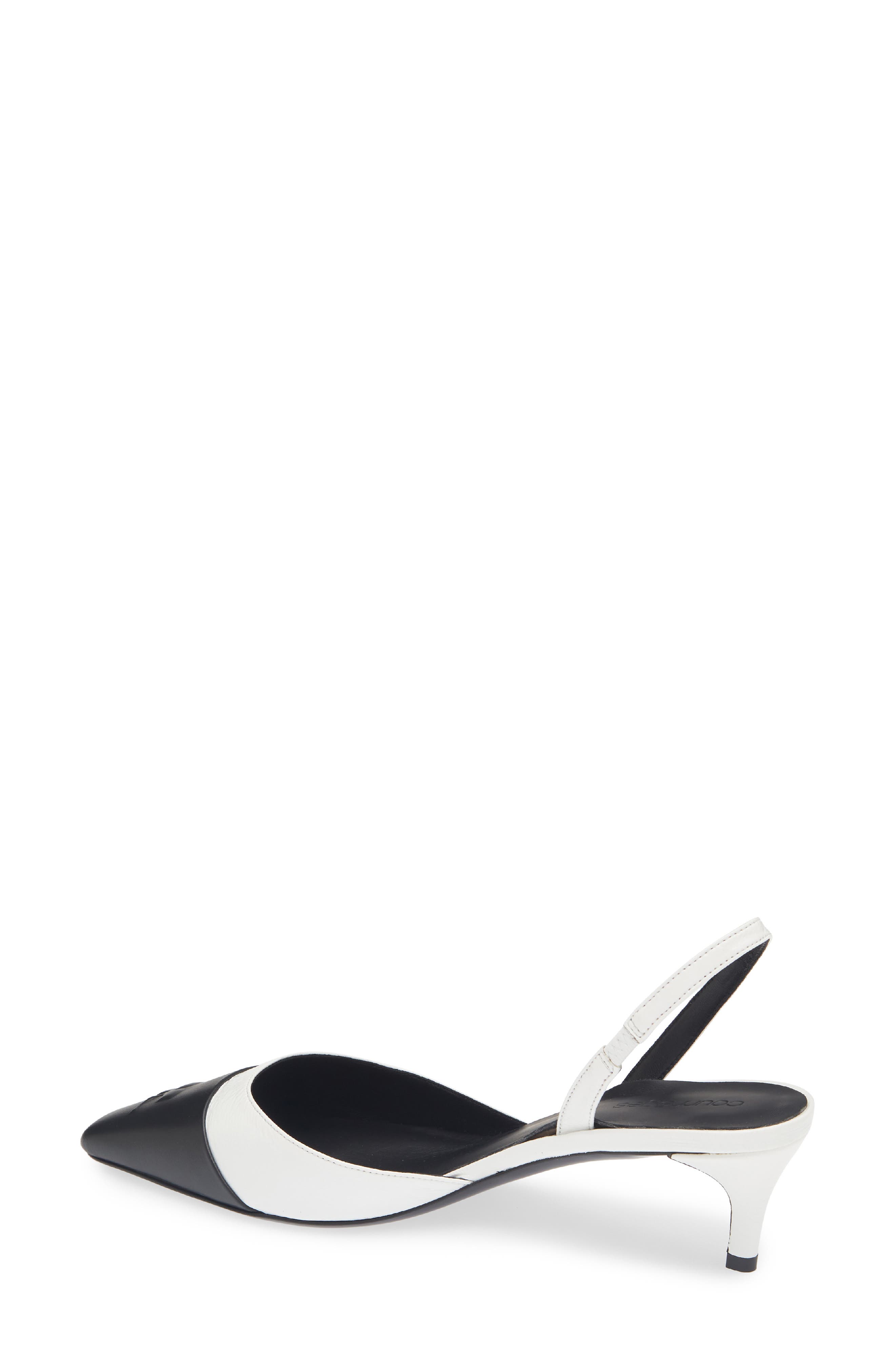 Two-Tone Kitten Heel Embossed Toe Slingback Pump, Alternate, color, WHITE/ BLACK