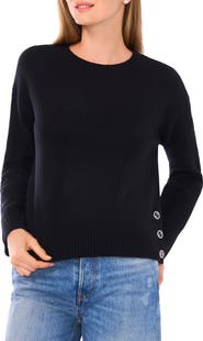 CeCe Button Trim Sweater