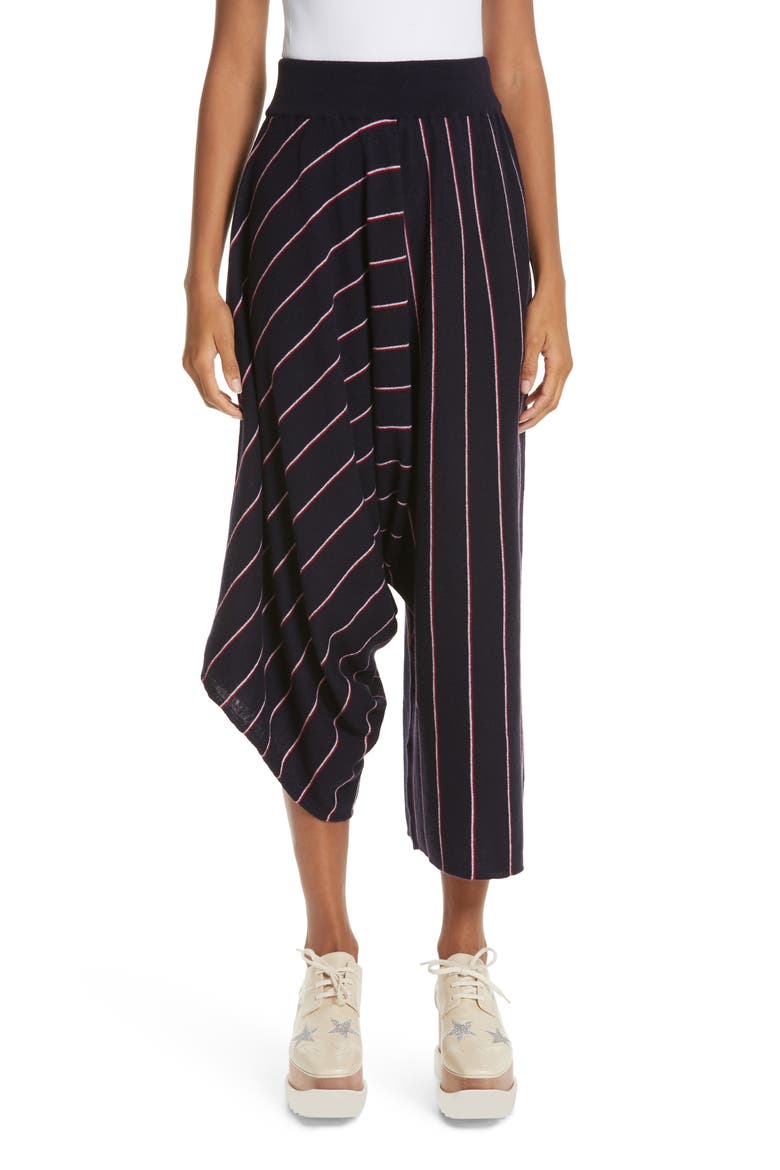 Stripe Wool Knit Crop Pants, Main, color, INK