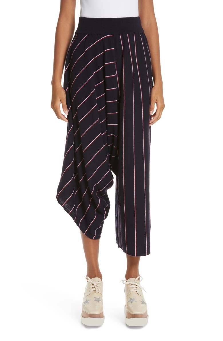 Stella McCartney Stripe Wool Knit Crop Pants, Main, color, 