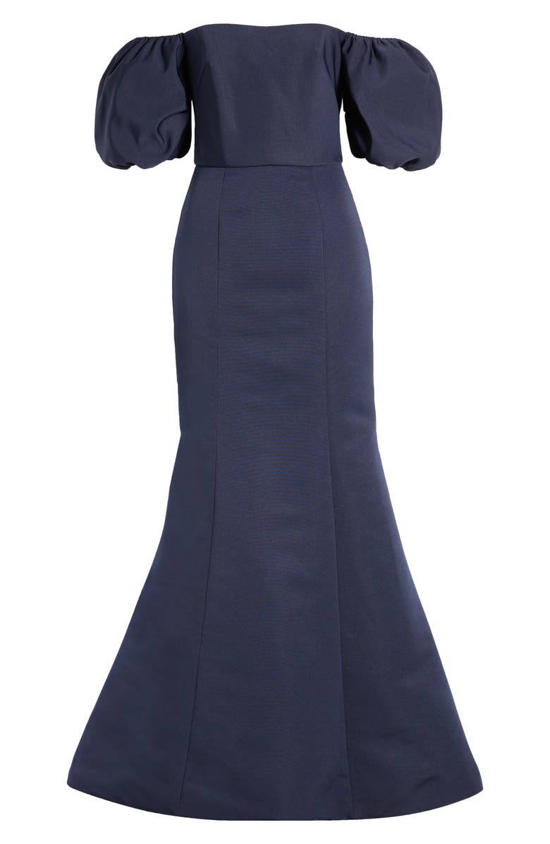 Amsale Fai Off the Shoulder Puff Sleeve Mermaid Gown, Alternate, color, 