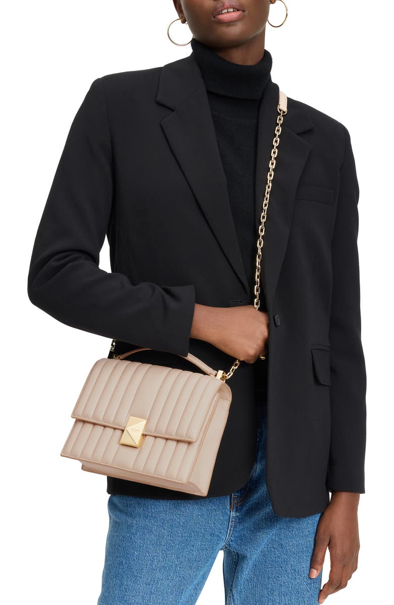 Kate Spade New York deco quilted leather convertible crossbody bag, Alternate, color, Milk Glass