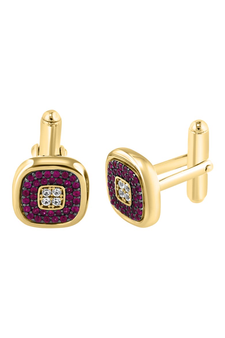 Ruby & White Sapphire Cuff Links, Main, color, RED