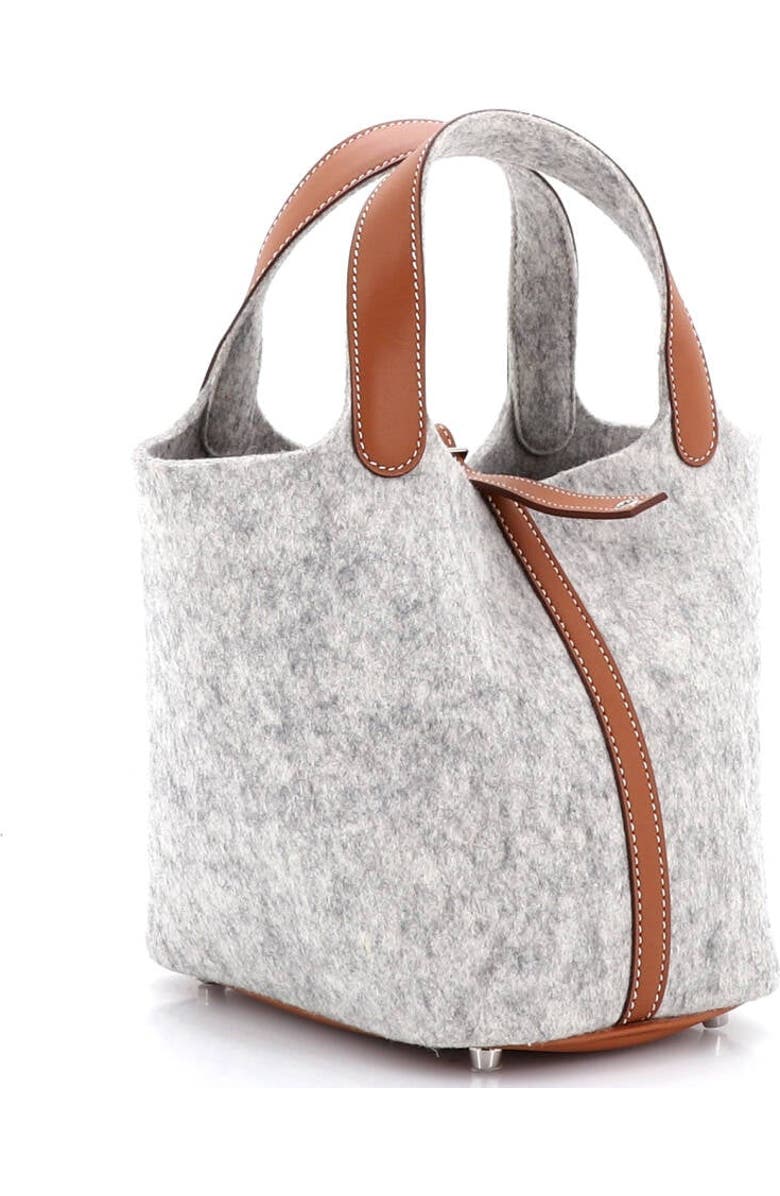Pre-Owned Hermes Picotin Lock Bag Felt with Leather PM, Alternate, color, Gris Clair