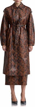 Avec Les Filles Python Print Faux Leather Coat