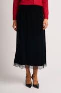 Halogen® Lace Trim Velvet Midi Skirt