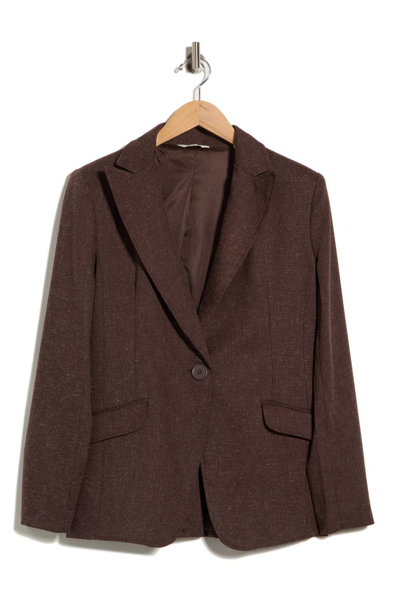 Peak Lapel Blazer, Main, color, BROWN MELANGE