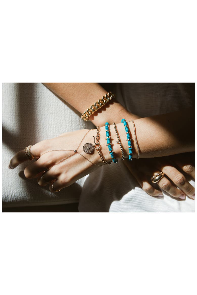 Turquoise & Rondelle Gold Bead Bracelet with Diamonds, Alternate, color, 14K YELLOW GOLD