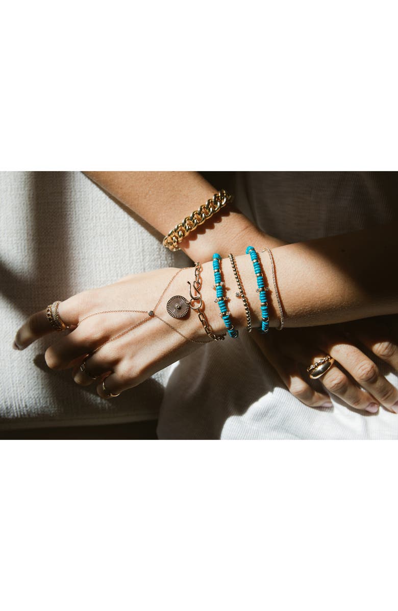 Zoë Chicco Turquoise & Rondelle Gold Bead Bracelet with Diamonds, Alternate, color, 