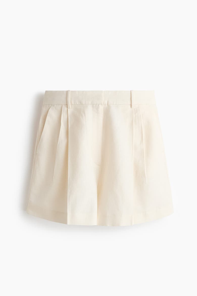 Tailored Linen-blend Shorts, Alternate, color, Ivory