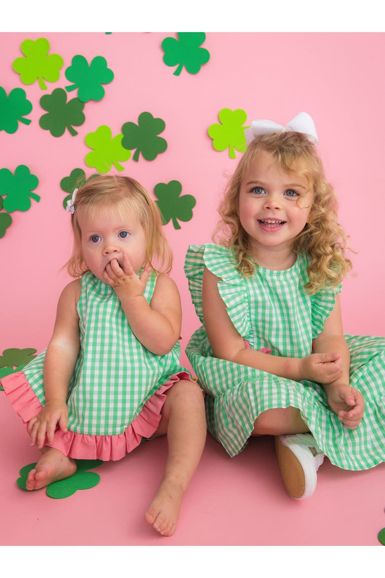 Sleeveless Pinafore Bow Dress, Alternate, color, Classic Spring Green Gingham