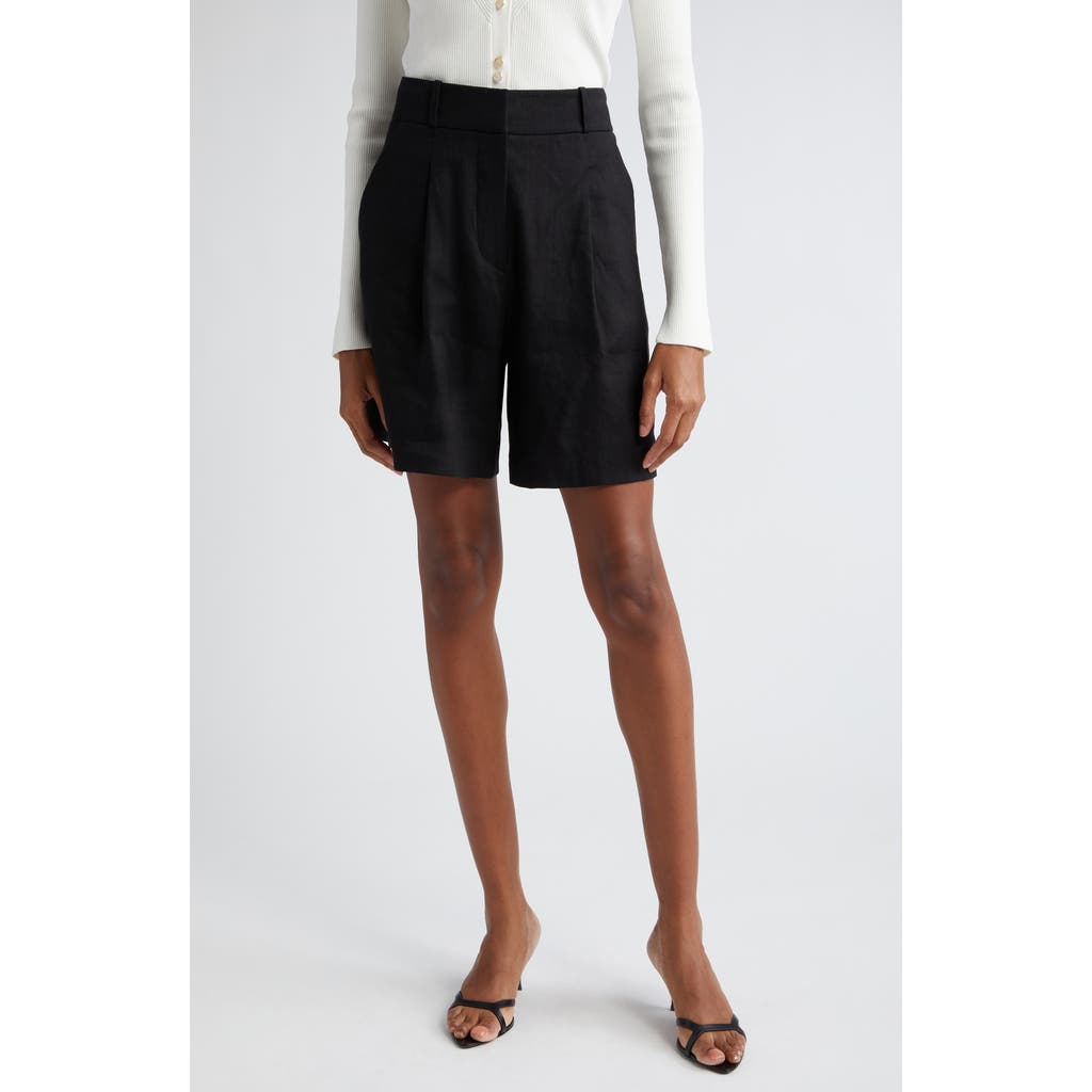 Shop Veronica Beard Noemi Linen Blend Shorts In Black