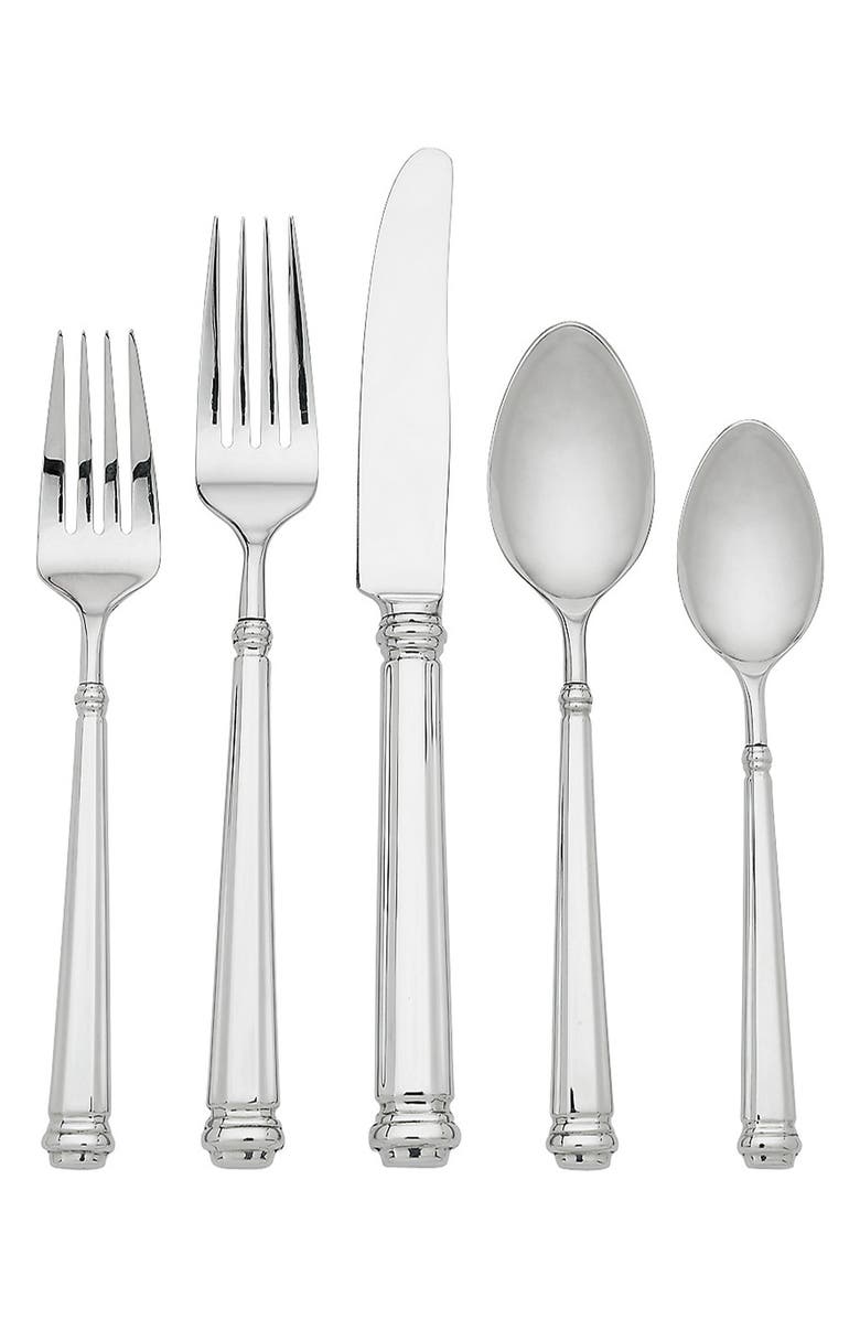 Kate Spade New York abington square 5-piece flatware place setting, Main, color, Stainless Steel