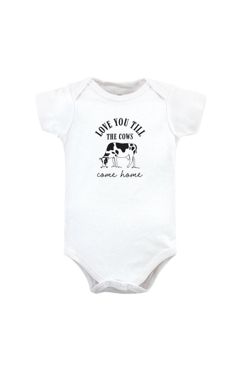 Hudson Baby Five-Piece Set of Cotton Infant All-in-One Bodysuits, Alternate, color, Neutral Farm