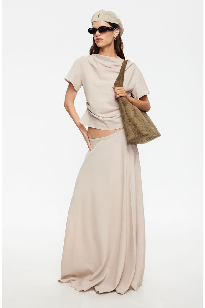 Halcycon Linen Blend Maxi Skirt, Alternate, color, BEIGE