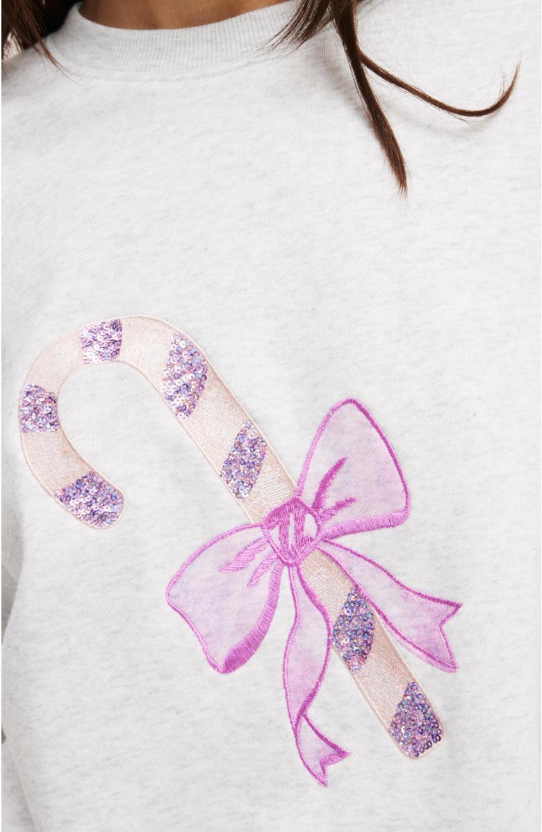 COTTON ON BODY Women's Novelty Sleep Fleece, Alternate, color, Grey Marle  Candy Cane Bow