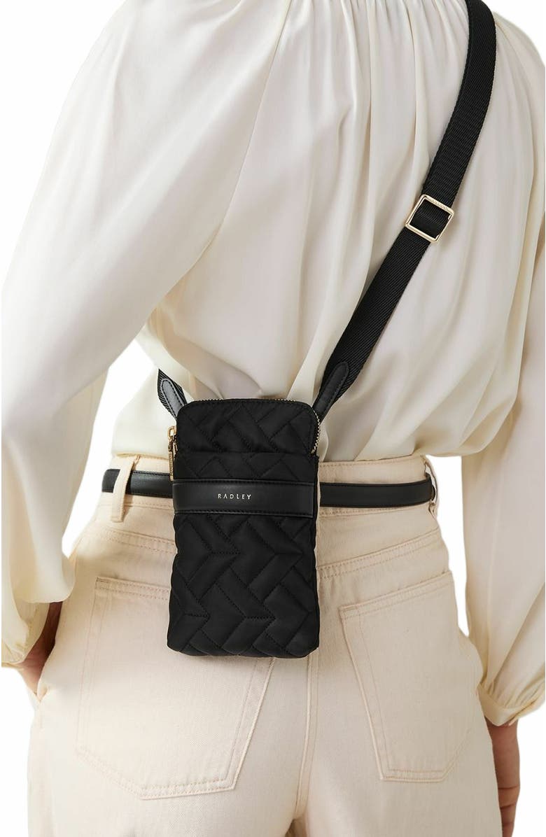 Radley Holland Park - Quilt Medium Zip Around Phone Crossbody Bag, Alternate, color, Black
