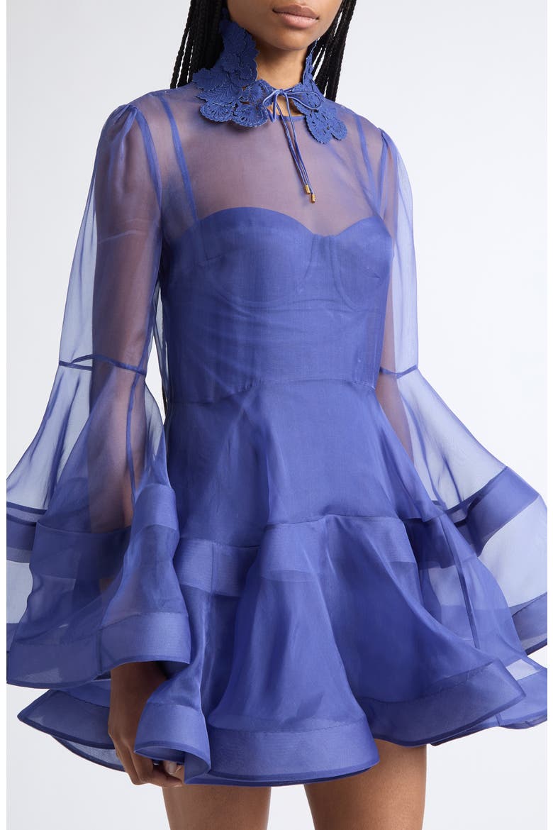 Clash Lantern Silk Minidress, Alternate, color, ELECTRIC BLUE