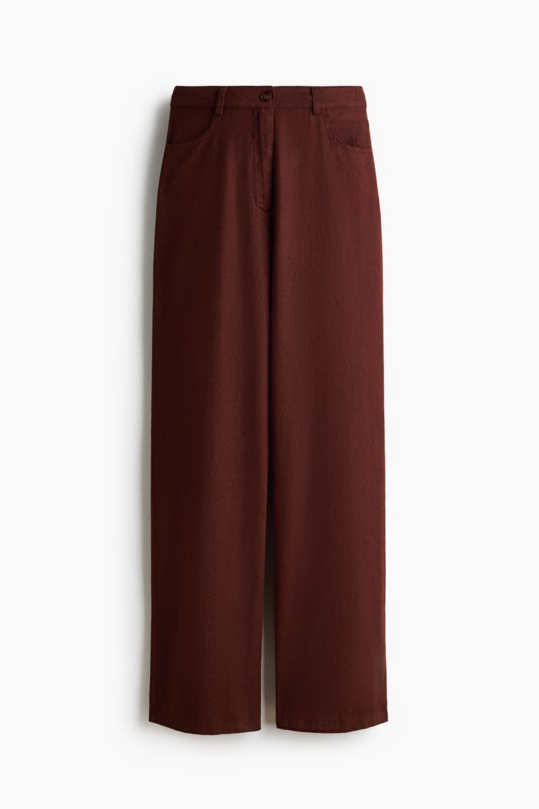 Linen-blend Trousers, Alternate, color, Dark brown