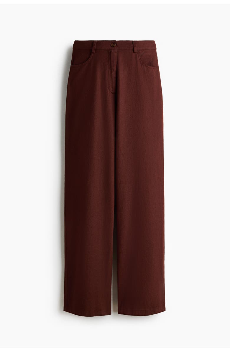 H&M Linen-blend Trousers, Main, color, Dark Brown