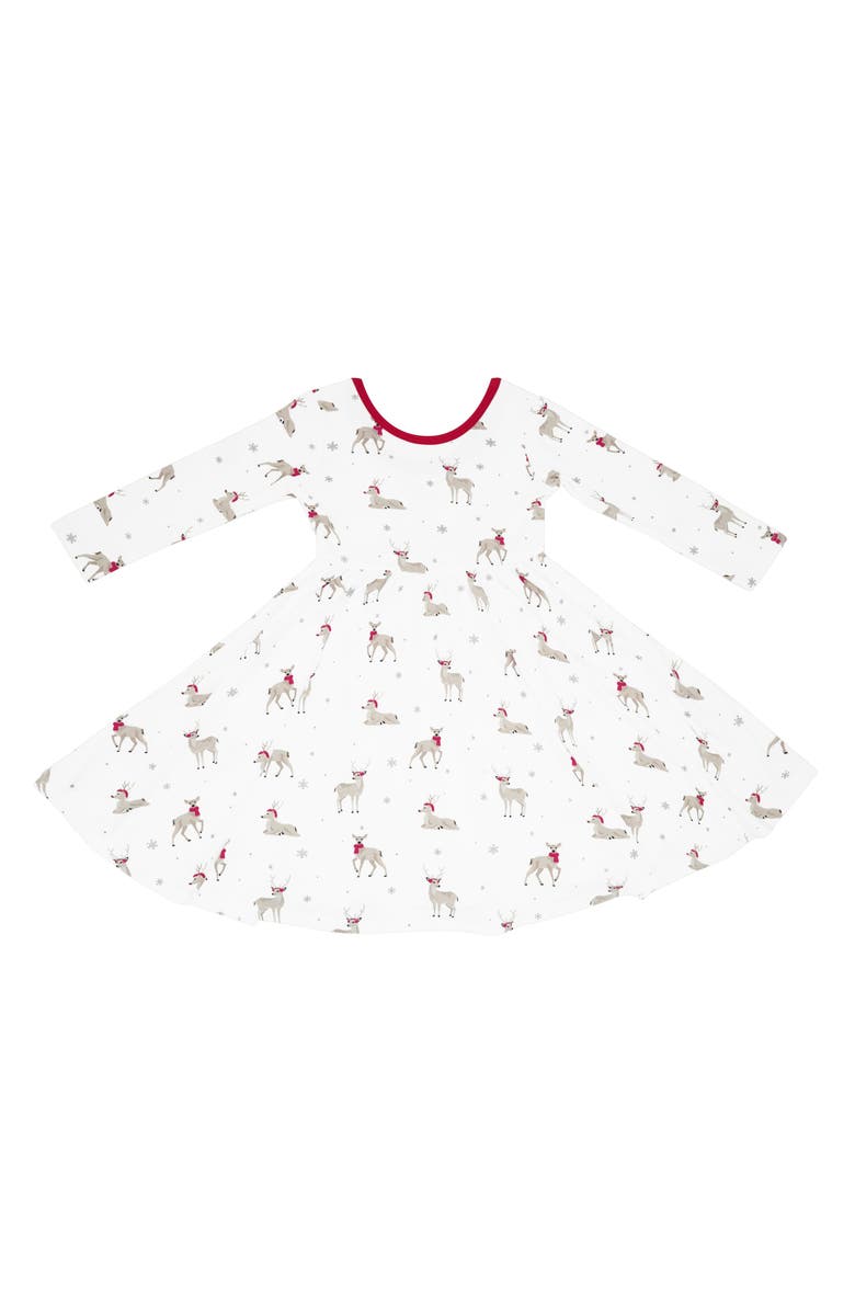 Kyte BABY Kids' Cloud Deer Long Sleeve Twirl Dress, Main, color, Cloud Deer