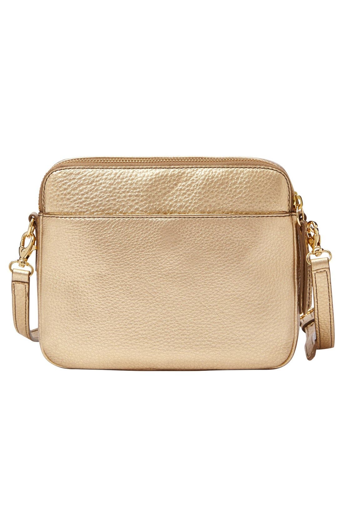 'Sydney' Metallic Leather Crossbody Bag, Alternate, color, METALLIC GOLD