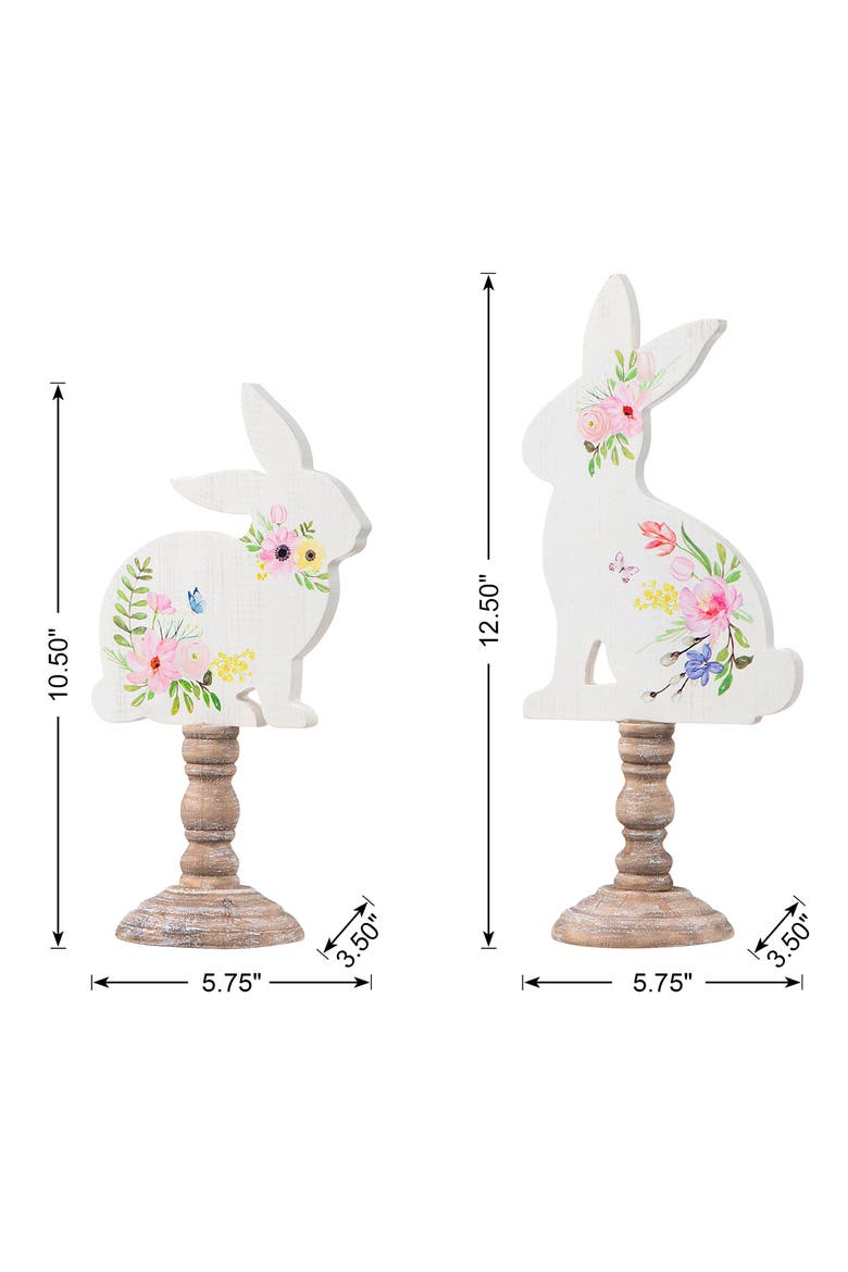 Set of 2 Easter Wooden Bunny Table Decor, Alternate, color, White