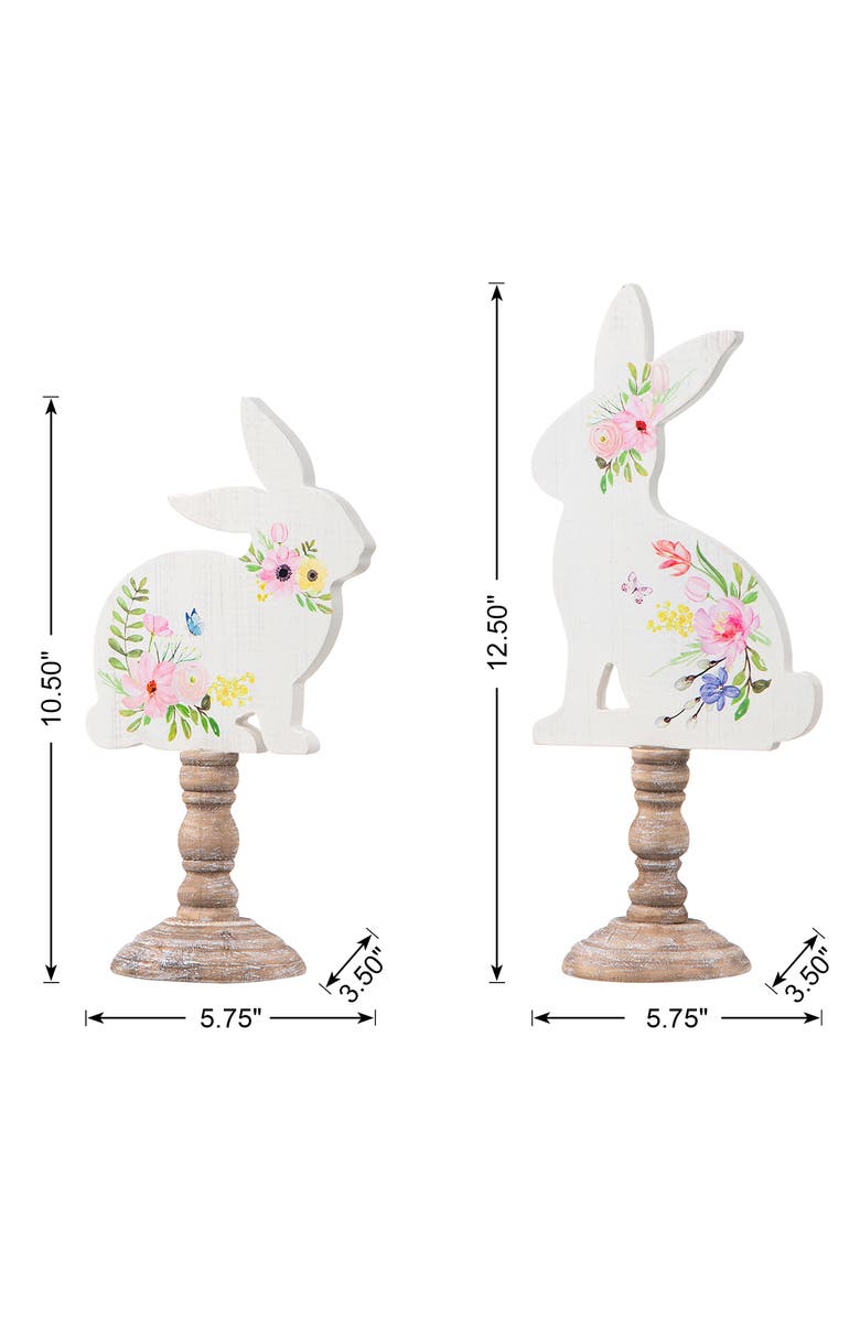 Glitzhome Set of 2 Easter Wooden Bunny Table Decor, Alternate, color, White