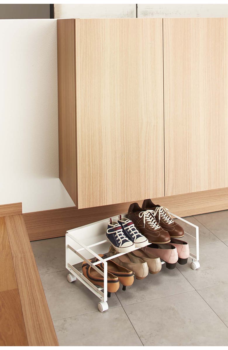 Yamazaki Rolling Shoe Rack, Alternate, color, White