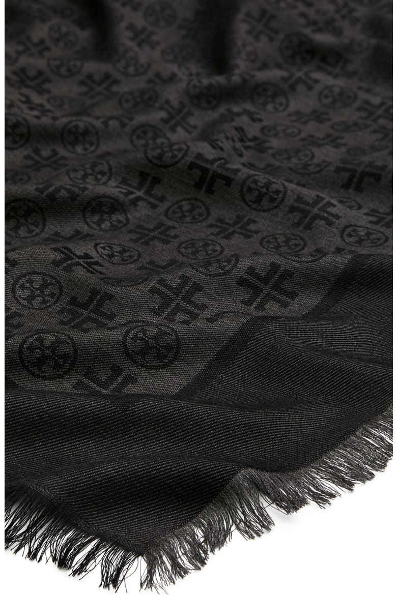 Traveler Logo Jacquard Wool & Silk Scarf, Alternate, color, BLACK