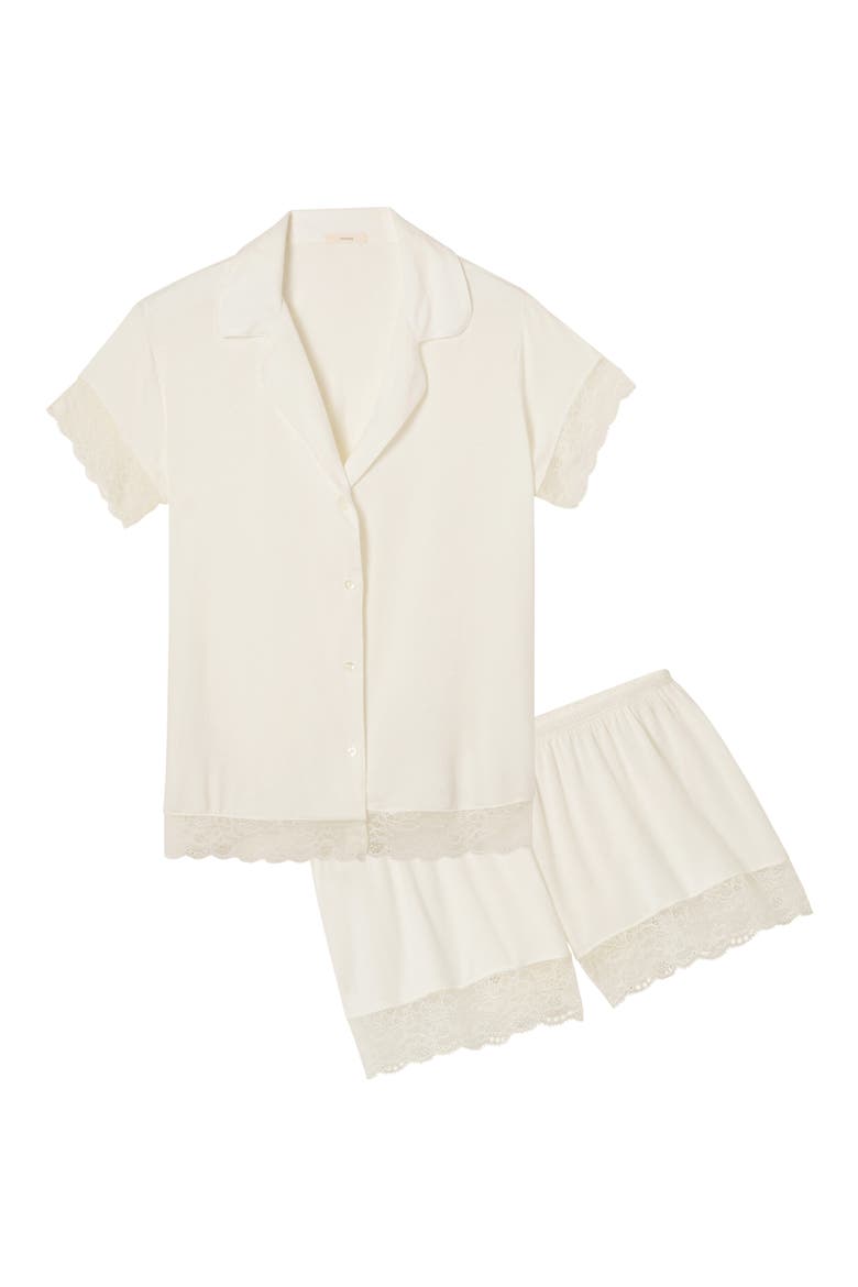 'Malou' Lace Trim Pajamas, Alternate, color, IVORY