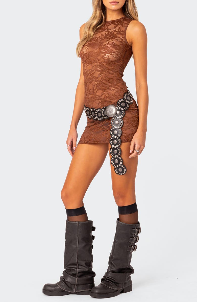 EDIKTED Janina Sheer Lace Minidress, Alternate, color,