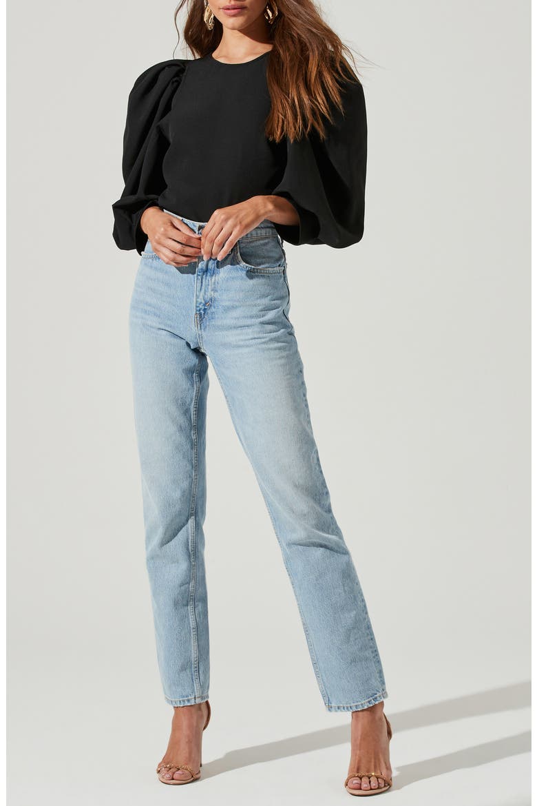 Bubble Sleeve Blouse, Alternate, color, BLACK