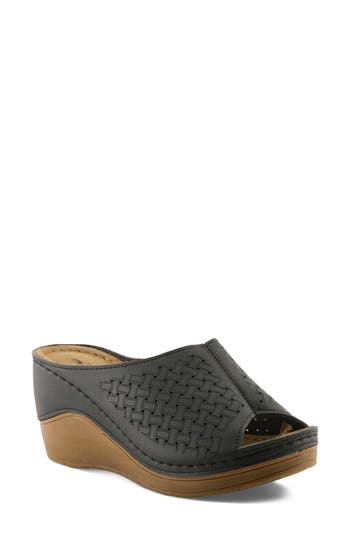 Flexus By Spring Step Platform Wedge Sandal In Black