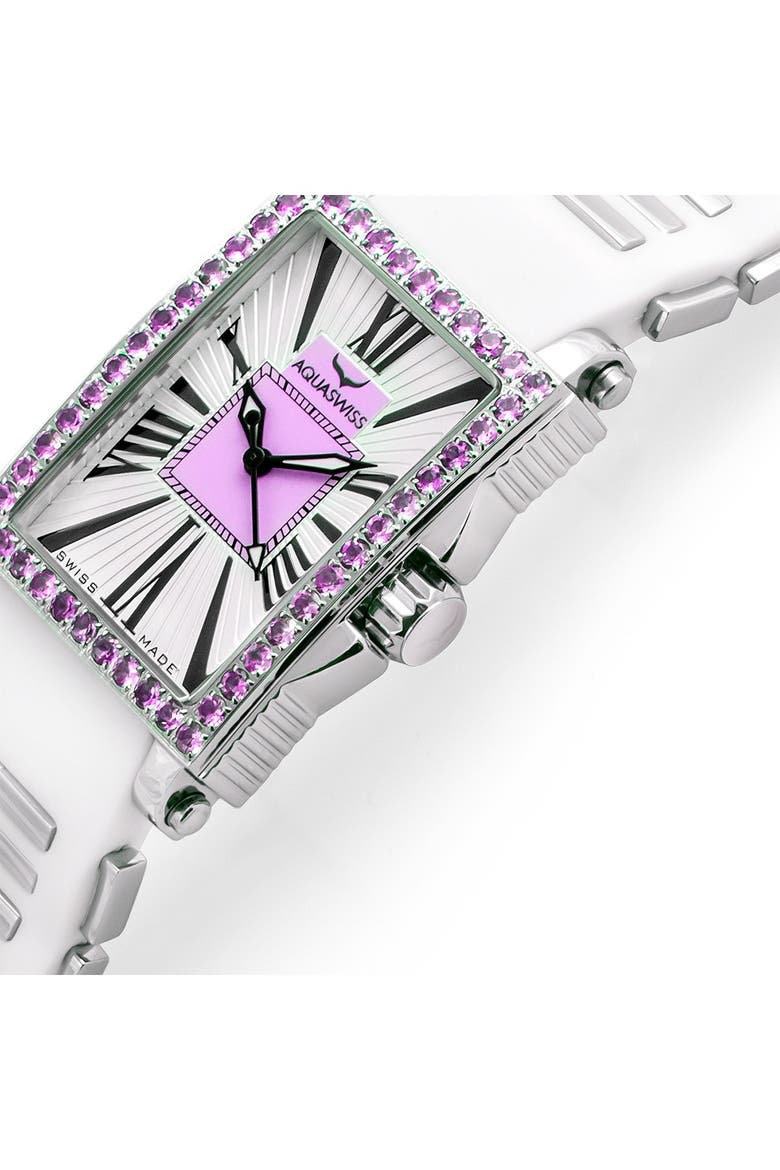 Kelly Silicone Strap Watch, 44.5mm, Alternate, color, WHITE-PURPLE