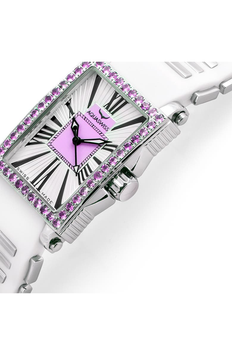 AQUASWISS Kelly Silicone Strap Watch, 44.5mm, Alternate, color, White-Purple