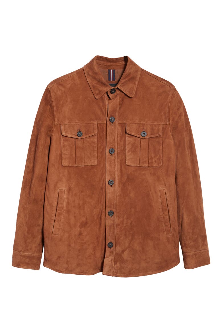 Suede Shirt Jacket, Alternate, color, TOBACCO