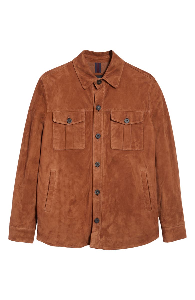 Bugatchi Suede Shirt Jacket, Alternate, color, Tobacco