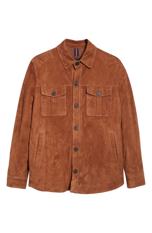 Bugatchi Suede Shirt Jacket In Brown