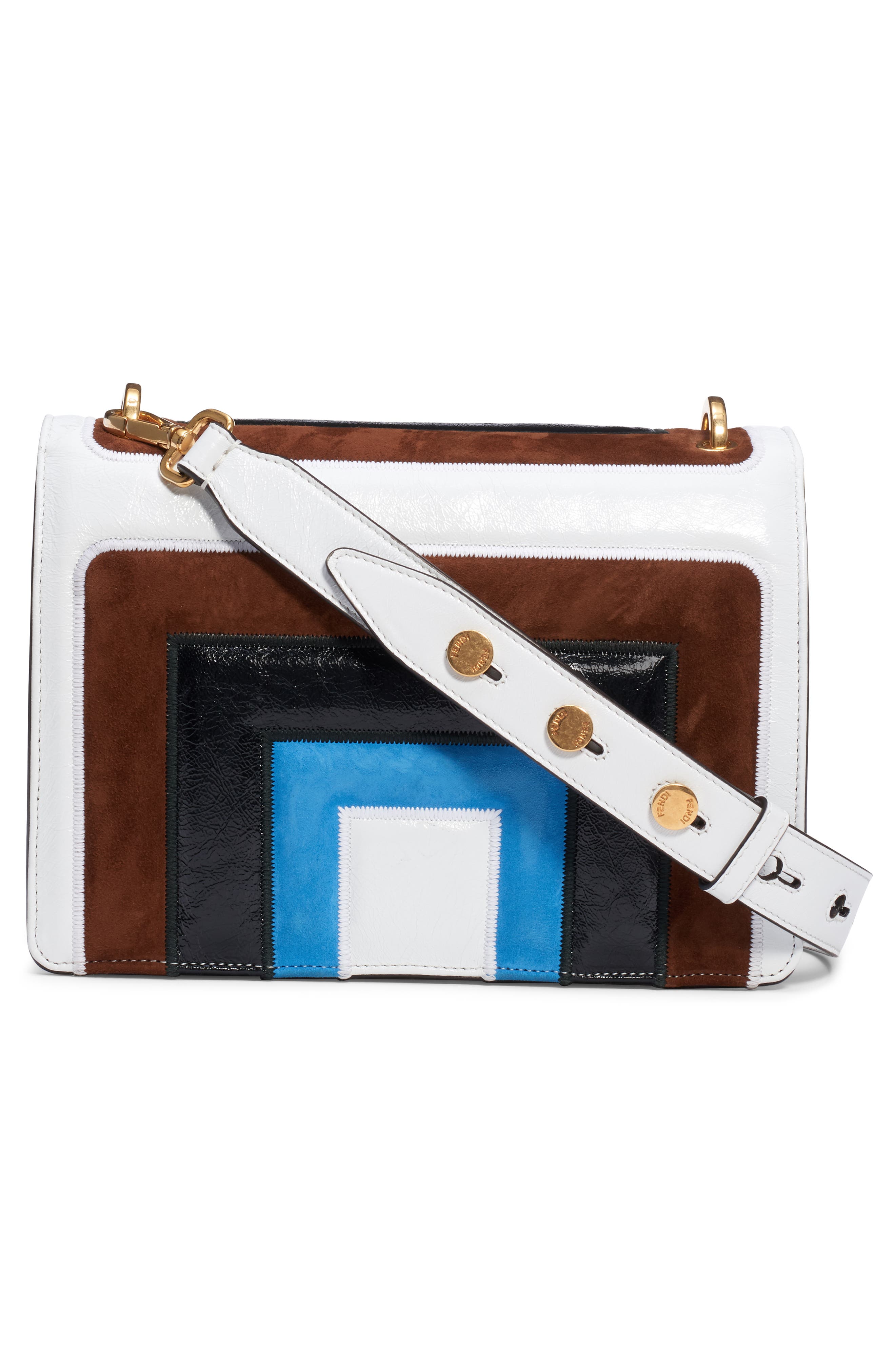 Fendi Kan U Colorblock Lambskin Shoulder Bag, Alternate, color, 