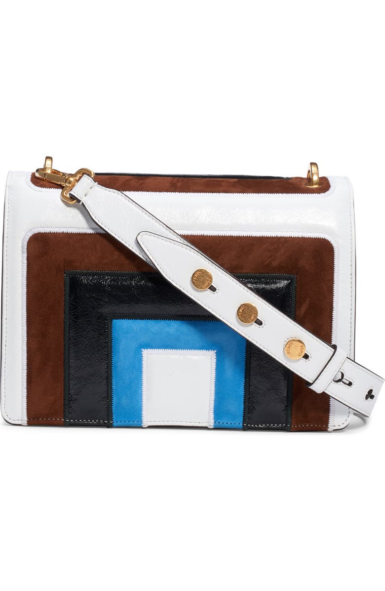 Fendi Kan U Colorblock Lambskin Shoulder Bag, Alternate, color,