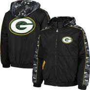 STARTER Men's Starter Black Green Bay Packers Thursday Night Gridiron Full-Zip Hoodie
