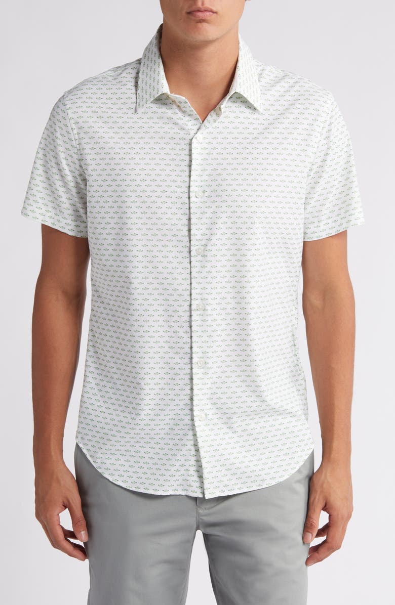 Bonobos Slim Fit Geo Pattern Short Sleeve Performance Button-Up Shirt, Main, color,