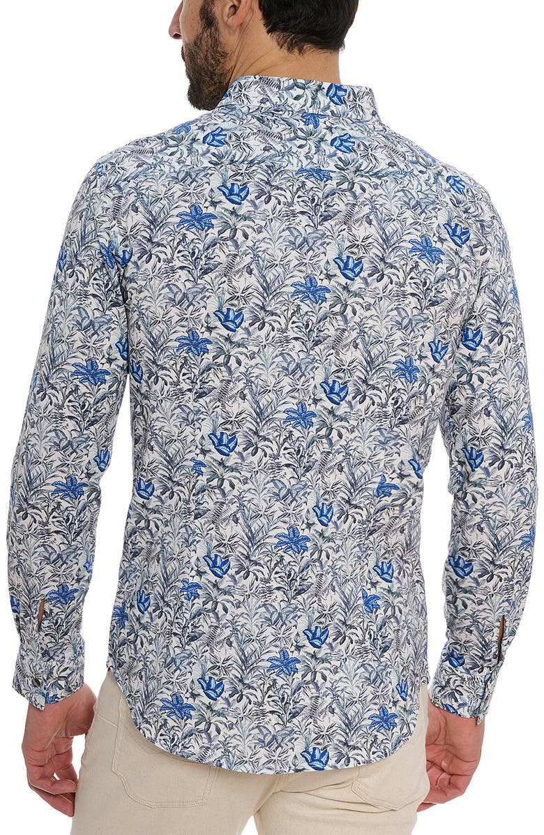 Robert Graham Leif Floral Knit Button-Up Shirt, Alternate, color, Blue