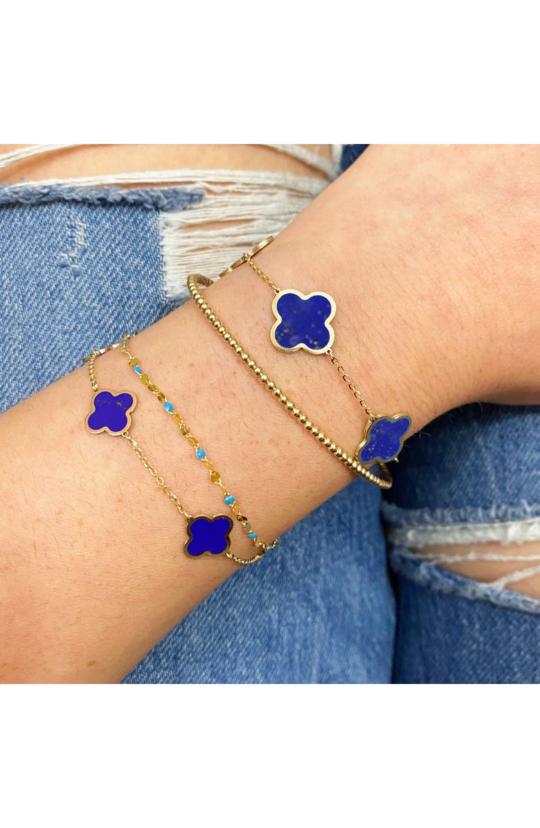 The Lovery Fine Jewelry Large Lapis Clover Bracelet, Alternate, color, Lapis
